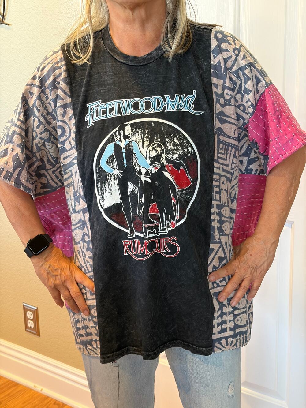 Fleetwood Mac Upcycled Kantha Tunic Top Shirt OS Handmade Boho